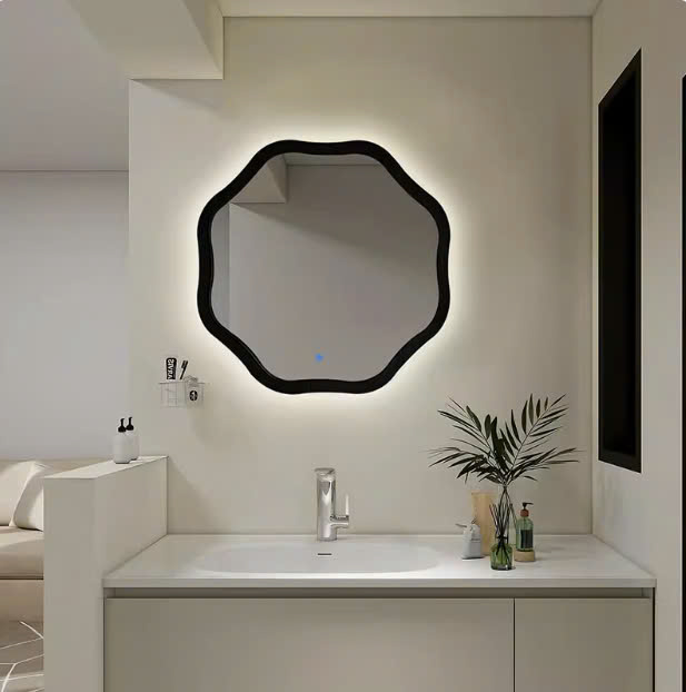 Gương khung gỗ trang trí, Gương nhà tắm, gương nhà tắm, Gương khung gỗ