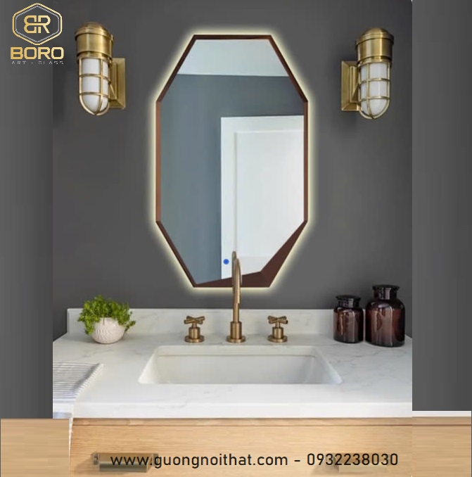 Gương trang trí phòng khách, Gương treo tường Khách sạn, Gương đa giác
