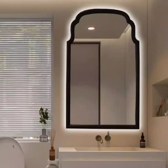 Gương trang trí phòng khách, Gương treo tường Khách sạn,Gương phong cách Inodochine có đèn led