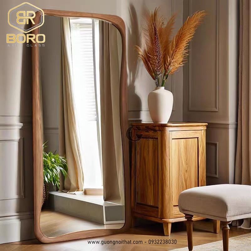 Gương toàn thân gỗ, gương trang điểm treo tường, gương phòng thay đồ, gương trang trí