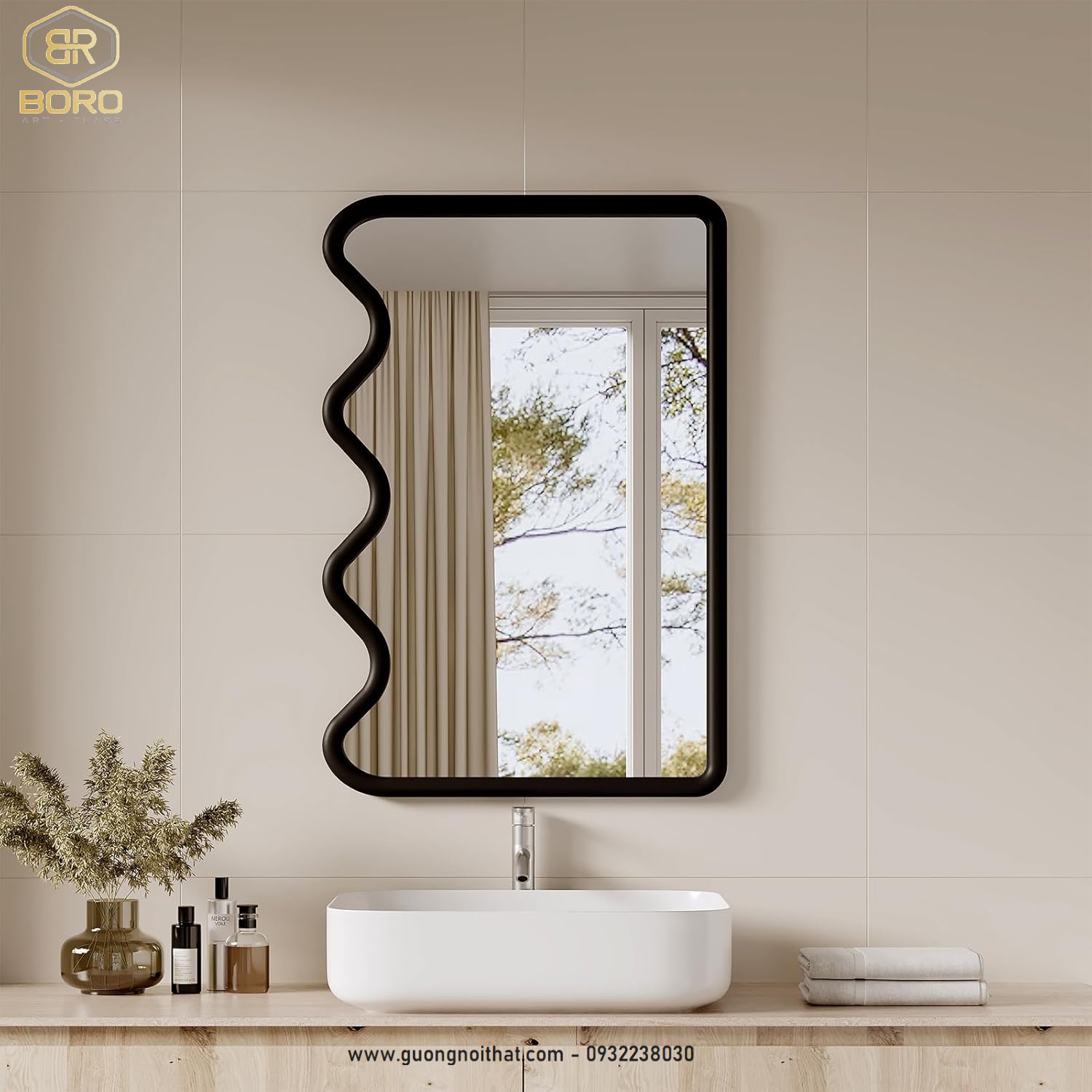 Gương phong cách inodochine, gương nhà tắm, Gương khung gỗ,Gương trang điểm, gương treo tường