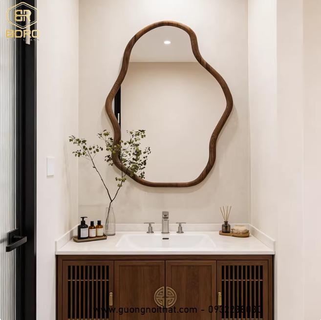 Gương phong cách inodochine, gương nhà tắm, Gương trang điểm kiểu Bắc Âu, Gương trang điểm, gương treo tường