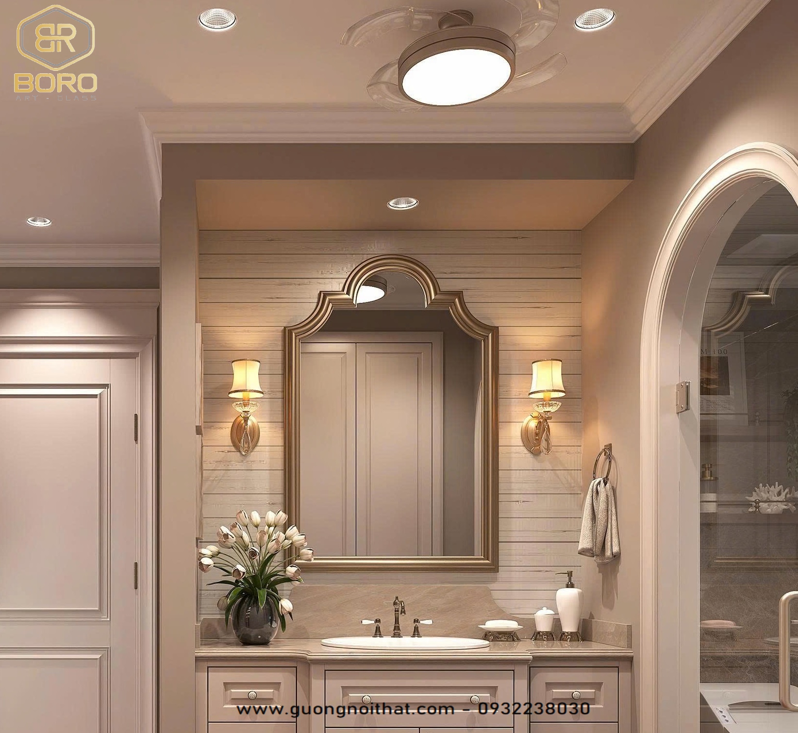 Gương trang trí, gương  khung gỗ tự nhiên bản soi