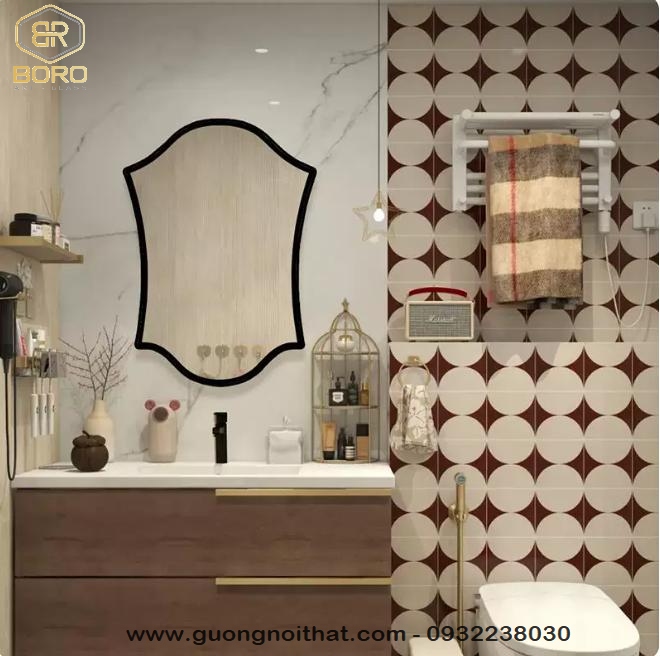 Gương phong cách inodochine, gương nhà tắm, Gương trang điểm kiểu Bắc Âu, Gương trang điểm, gương treo tường