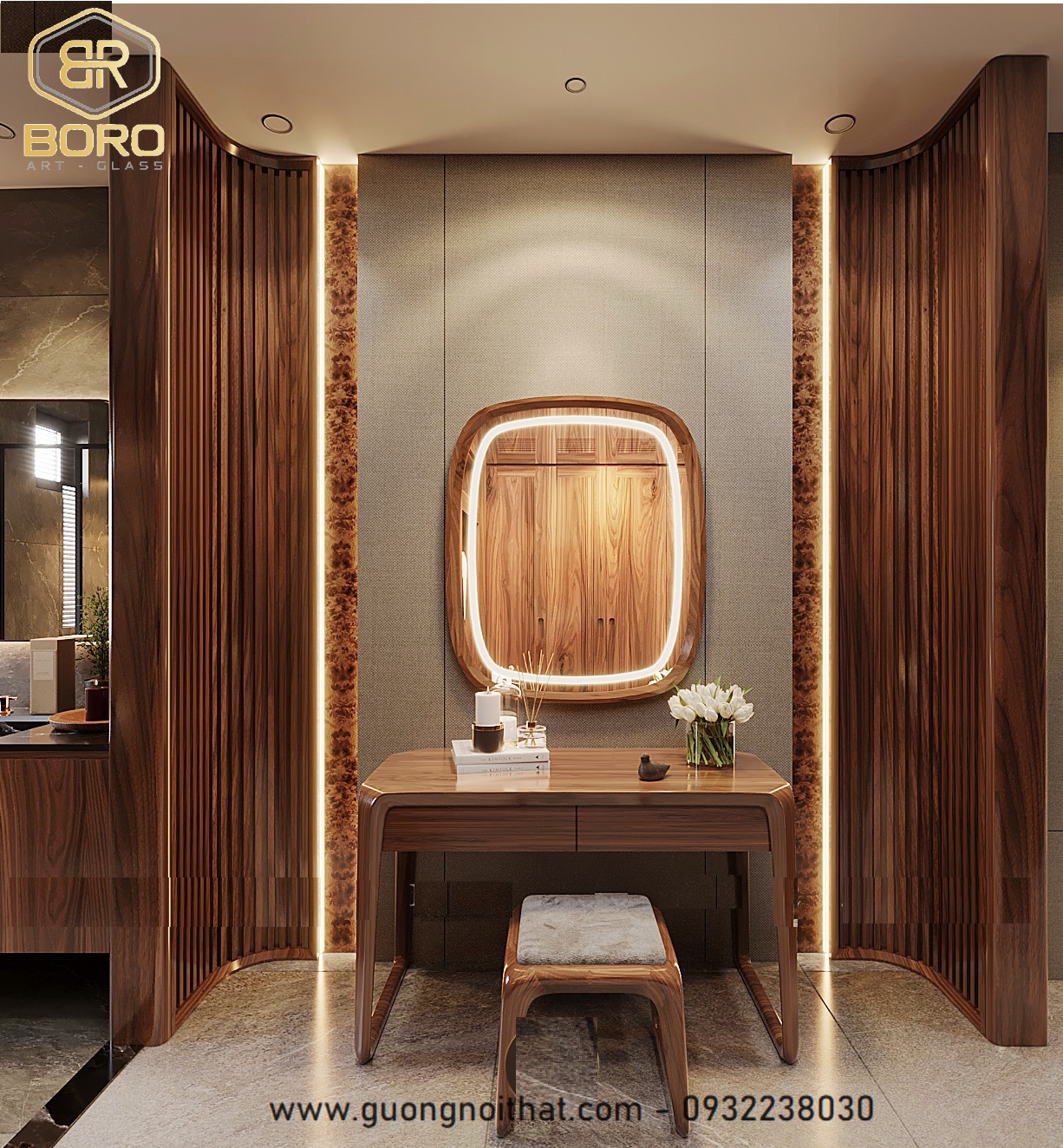 Gương khung gỗ, gương hiện đại, gương nhà tắm, gương trang trí