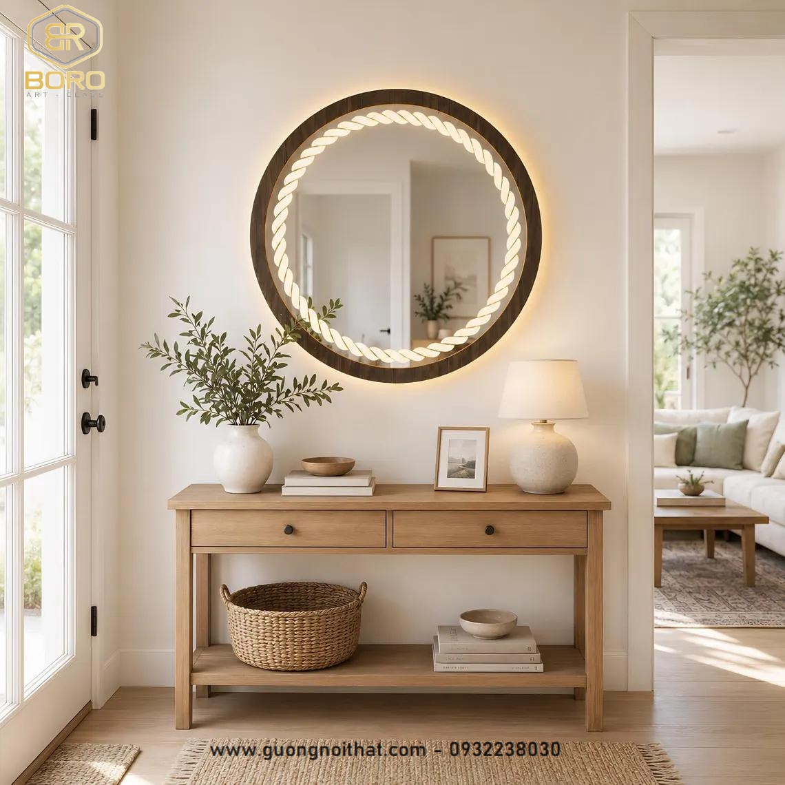 Gương khung gỗ trang trí, Gương nhà tắm, gương nhà tắm, Gương khung gỗ