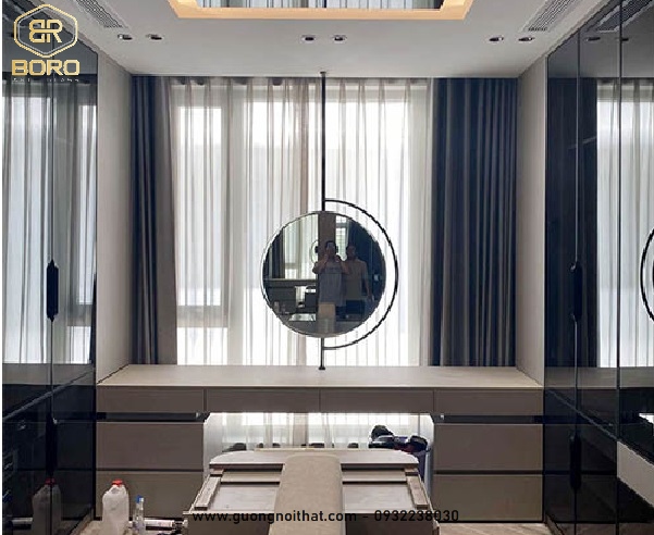 Gương khung inox, gương hiện đại, Gương treo trần , Gương khung inox treo trần