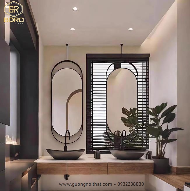 Gương khung inox , gương hiện đại, gương phòng tắm, Gương có thanh treo