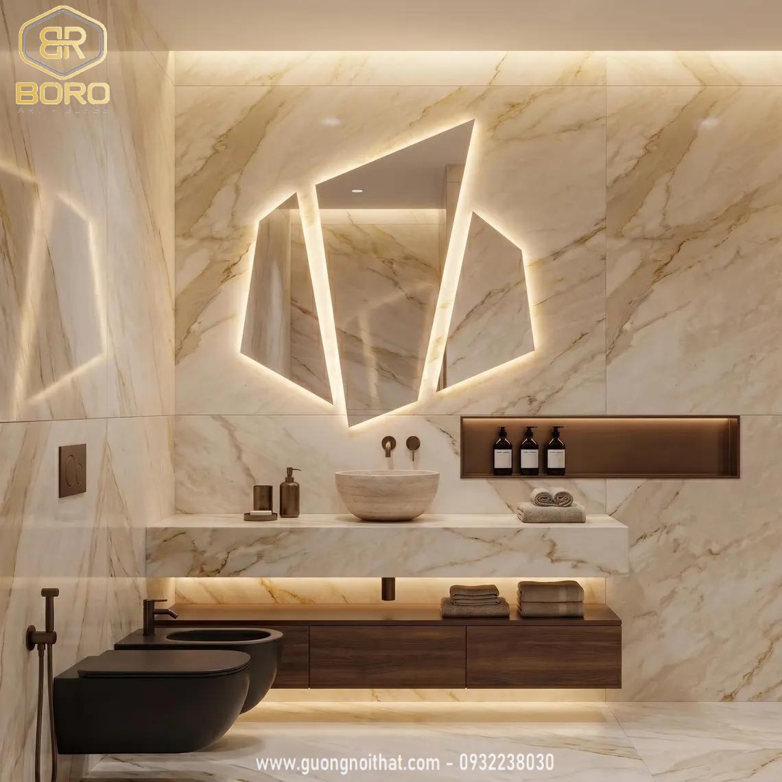 Gương bộ 3 đèn led, Gương đèn led cảm ứng, gương đèn, gương nhà tắm, gương hiện đại, gương thông minh