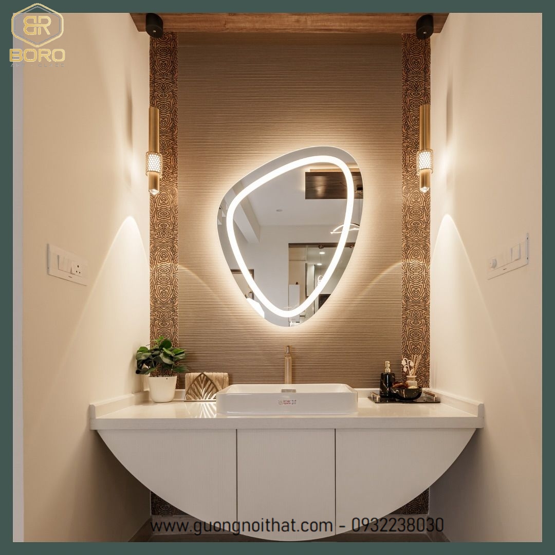 Gương có đèn LED treo tường, thích hợp cho phòng tắm, phòng ngủ, phòng khách, phòng trang điểm