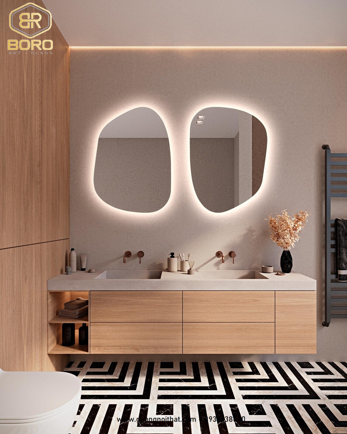 Gương phòng tắm LED, Gương phòng tắm có đèn nền, Gương trang trí treo tường LED