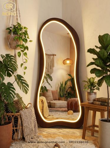 Gương toàn thân treo tường có led kiểu dáng đặc biệt CNC117-LEDVIEN, kích thước 65*165 cm