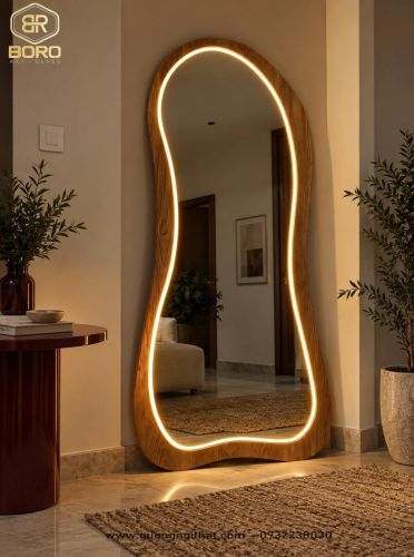 Gương toàn thân treo tường có led kiểu dáng đặc biệt CNC117-LEDVIEN, kích thước 65*165 cm