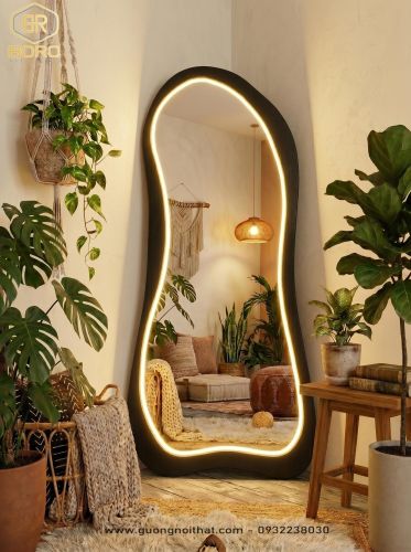 Gương toàn thân treo tường có led kiểu dáng đặc biệt CNC117-LEDVIEN, kích thước 65*165 cm
