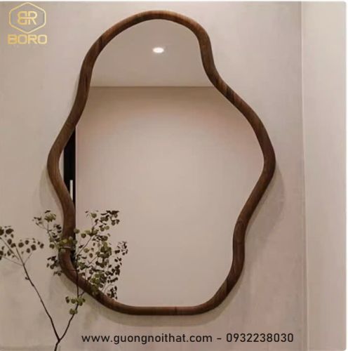 Gương trang điểm nghệ thuật không đều Bắc Âu CNC119, kích thước 60*80cm