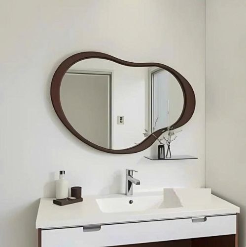 Gương khung gỗ tự nhiên cao cấp CNC126, kích thước 60*90cm