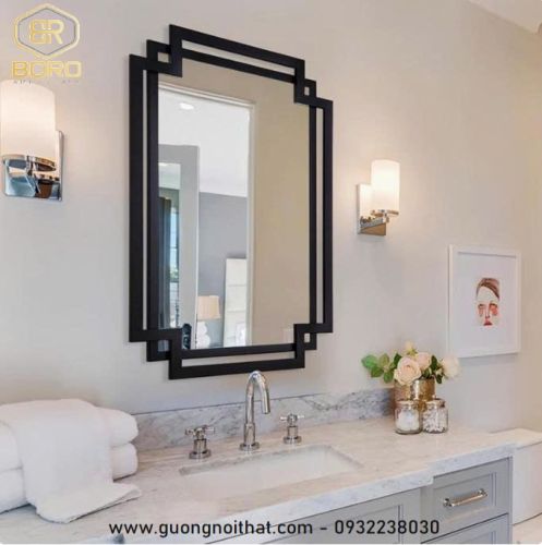 Gương phong cách nội thất Đông Dương CNC130, kích thước 70*100 cm