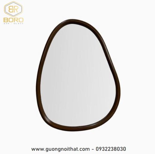 Gương nghệ thuật hình dạng bất thường khung gỗ CNC131, kích thước 60*80cm