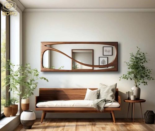 Gương khung gỗ tự nhiên cao cấp CNC138, kích thước 170*85cm