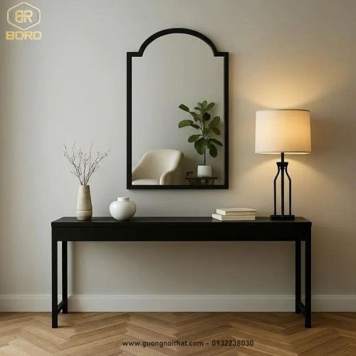 Gương khung gỗ tự nhiên cao cấp CNC140, kích thước 50*90cm