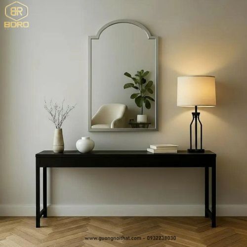 Gương khung gỗ tự nhiên cao cấp CNC140, kích thước 50*90cm