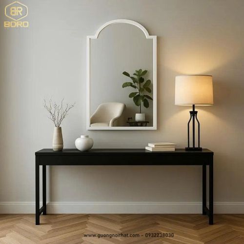 Gương khung gỗ tự nhiên cao cấp CNC140, kích thước 50*90cm