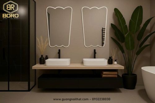 Gương phong cách Inodochine khung gỗ bản phẳng CNC141, KT 60*100cm