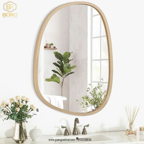 Gương phong cách Scandinavian khung gỗ CNC146, Kích thước 50*70cm