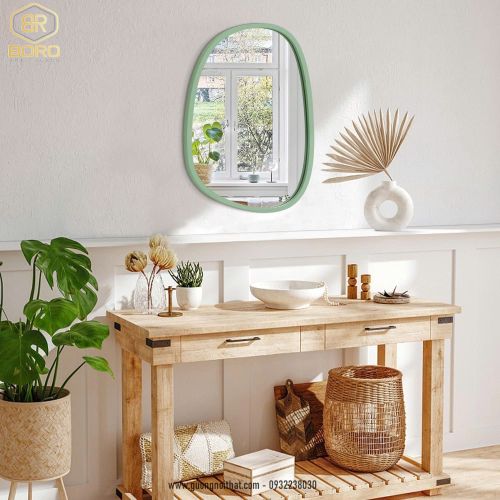 Gương phong cách Scandinavian khung gỗ CNC146, Kích thước 50*70cm