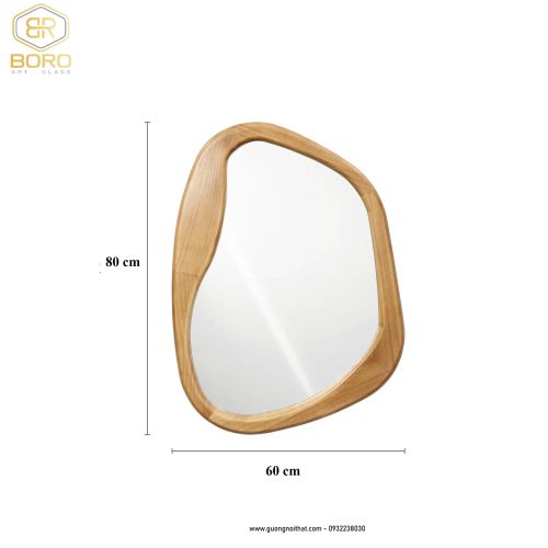 Gương nghệ thuật hình dạng bất thường khung gỗ CNC148, kích thước 60*80cm