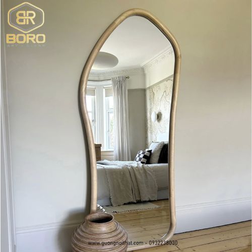 Gương toàn thân gỗ, gương trang điểm treo tường, gương phòng thay đồ, gương trang trí CNC152, kích thước 80*180 cm