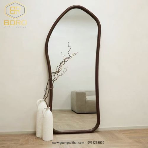 Gương toàn thân gỗ, gương trang điểm treo tường, gương phòng thay đồ, gương trang trí CNC152, kích thước 80*180 cm