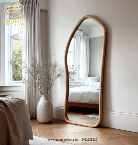 Gương toàn thân gỗ, gương trang điểm treo tường, gương phòng thay đồ, gương trang trí CNC152, kích thước 80*180 cm