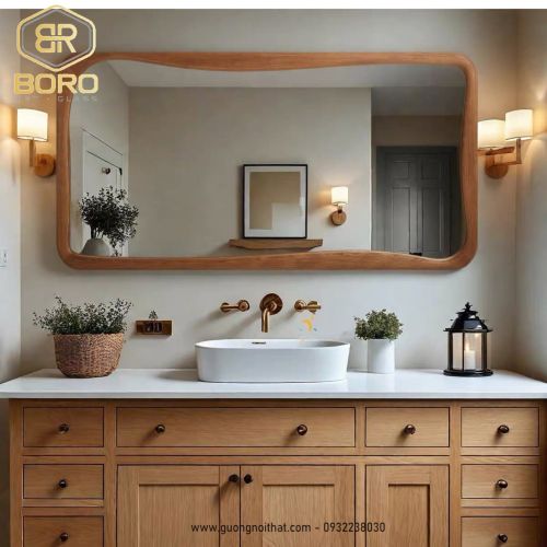 Gương toàn thân phong cách Bắc Âu, gương gỗ phòng ngủ gia đình, phòng khách, gương thử đồ cửa hàng quần áo CNC153, kích thước 80*180 cm