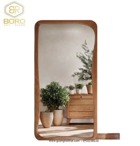Gương toàn thân phong cách Bắc Âu, gương gỗ phòng ngủ gia đình, phòng khách, gương thử đồ cửa hàng quần áo CNC153, kích thước 80*180 cm