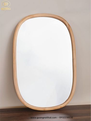 Gương phòng tắm, gương trang trí, gương khung gỗ CNC154, kích thước 60*80cm