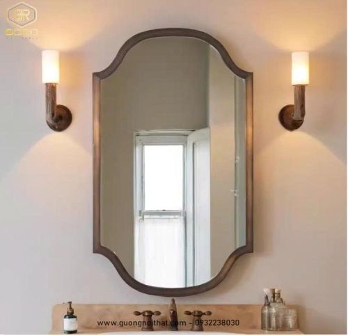 Gương khung gỗ CNC159, kích thước 60*80 cm