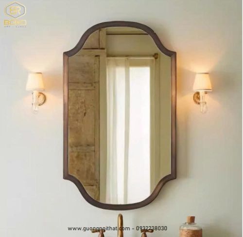 Gương khung gỗ CNC159, kích thước 60*80 cm