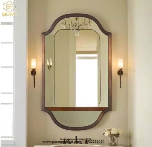 Gương khung gỗ CNC159, kích thước 60*80 cm