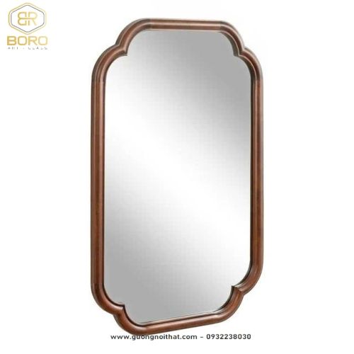 Gương trang trí, gương  khung gỗ tự nhiên bản soi CNC160, kích thước 60*90cm