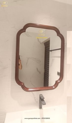 Gương trang trí, gương  khung gỗ tự nhiên bản soi CNC160, kích thước 60*90cm