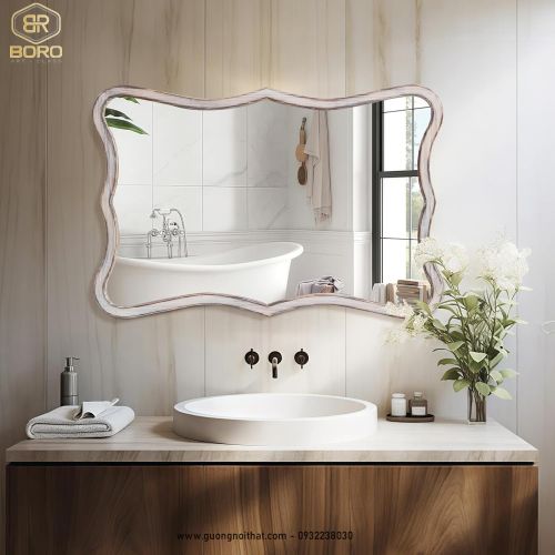 Gương trang điểm, gương treo tường CNC165, kích thước 60*90 cm