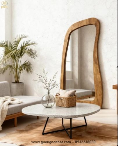 Gương soi toàn thân với hình dáng bất đối xứng, Gương đứng toàn thân kiểu Wabi-sabi CNC171