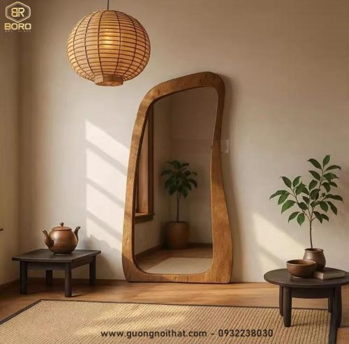 Gương soi toàn thân với hình dáng bất đối xứng, Gương đứng toàn thân kiểu Wabi-sabi CNC171