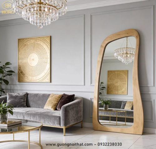 Gương soi toàn thân với hình dáng bất đối xứng, Gương đứng toàn thân kiểu Wabi-sabi CNC171