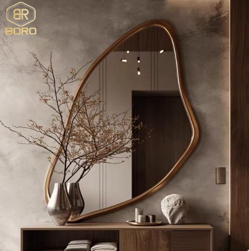 Gương trang điểm kiểu Pháp hình dáng bất thường, gương trang trí phòng khách CNC175, kích thước 70*90cm