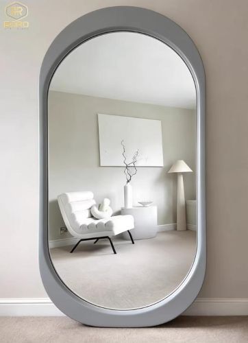 Gương soi toàn thân hình dạng bất đối xứng kiểu Pháp khung gỗ tự nhiên CNC176, kích thước 70*170cm