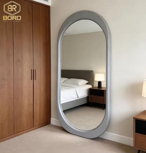 Gương soi toàn thân hình dạng bất đối xứng kiểu Pháp khung gỗ tự nhiên CNC176, kích thước 70*170cm