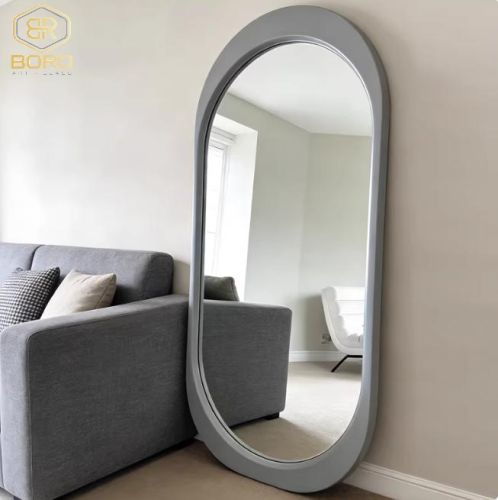 Gương soi toàn thân hình dạng bất đối xứng kiểu Pháp khung gỗ tự nhiên CNC176, kích thước 70*170cm