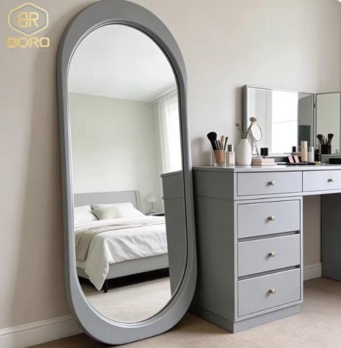 Gương soi toàn thân hình dạng bất đối xứng kiểu Pháp khung gỗ tự nhiên CNC176, kích thước 70*170cm